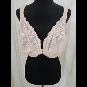 GLAMORISE Bra NUDE FULL COVERAGE STRETCH LACE CUPS FRONT CLOSURE BRA  15564 46DD